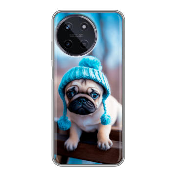 Силиконовый чехол на Realme 11 с принтом Мопс в шапке