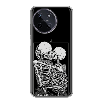 Силиконовый чехол на Realme 11 с принтом Поцелуй скелетов