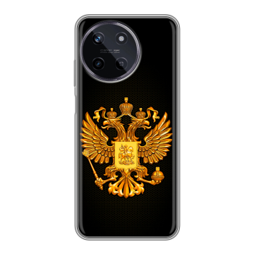 Силиконовый чехол на Realme 11 с принтом Герб России желтый