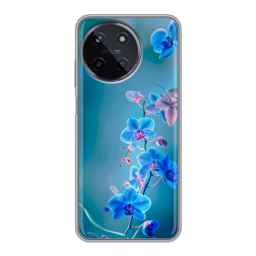Силиконовый чехол на Realme 11 с принтом Голубые цветы