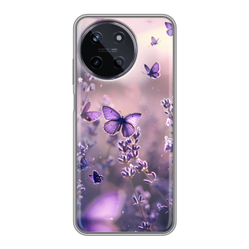 Силиконовый чехол на Realme 11 с принтом бабочки и лаванда