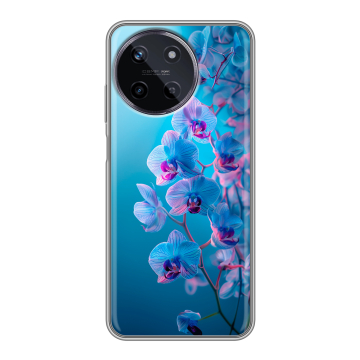 Силиконовый чехол на Realme 11 с принтом голубые орхидеи