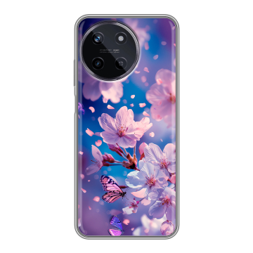 Силиконовый чехол на Realme 11 с принтом цветы бабочки