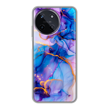 Силиконовый чехол на Realme 11 с принтом синий мрамор