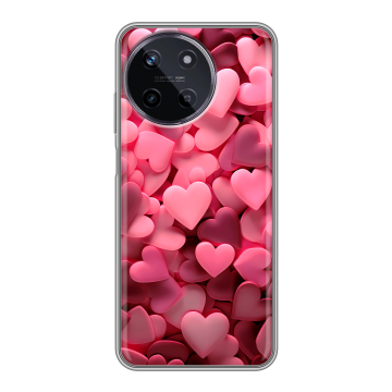Силиконовый чехол на Realme 11 с принтом розовые сердечки