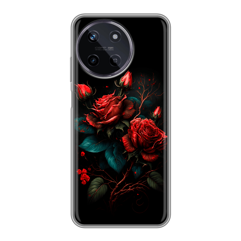 Силиконовый чехол на Realme 11 с принтом Розы красные Силиконовый чехол на Realme 11 с принтом Розы красные