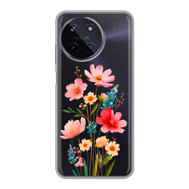 Силиконовый чехол на Realme 11 с принтом Цветы Силиконовый чехол на Realme 11 с принтом Цветы