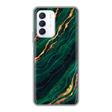 Силиконовый чехол на Infinix Zero 5G 2023 с принтом Мрамор зеленое золото Силиконовый чехол на Infinix Zero 5G 2023 с принтом Мрамор зеленое золото