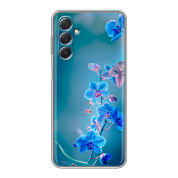 Силиконовый чехол на Samsung Galaxy M54 с принтом Голубые цветы Силиконовый чехол на Samsung Galaxy M54 с принтом Голубые цветы