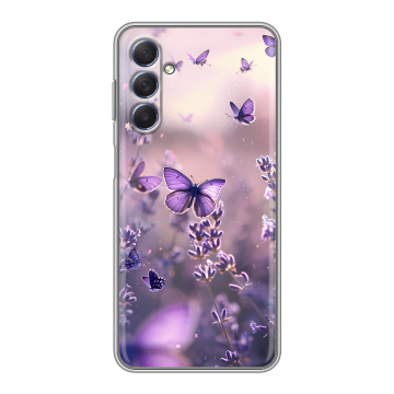 Силиконовый чехол на Samsung Galaxy M54 с принтом бабочки и лаванда Силиконовый чехол на Samsung Galaxy M54 с принтом бабочки и лаванда
