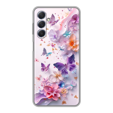 Силиконовый чехол на Samsung Galaxy M54 с принтом цветы бабочки