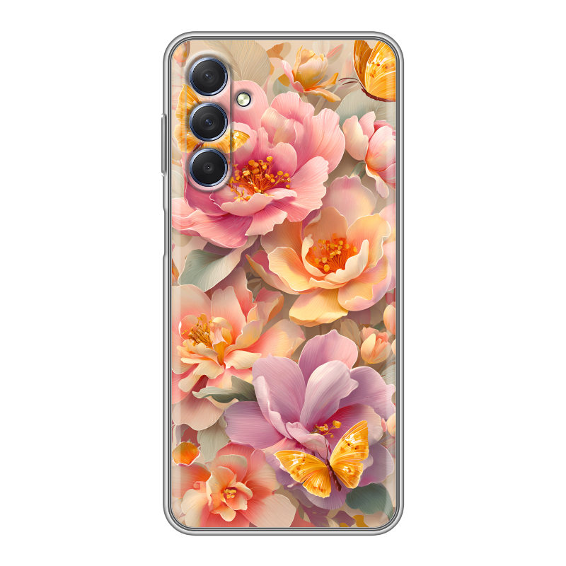 Силиконовый чехол на Samsung Galaxy M54 с принтом Цветы и бабочки Силиконовый чехол на Samsung Galaxy M54 с принтом Цветы и бабочки