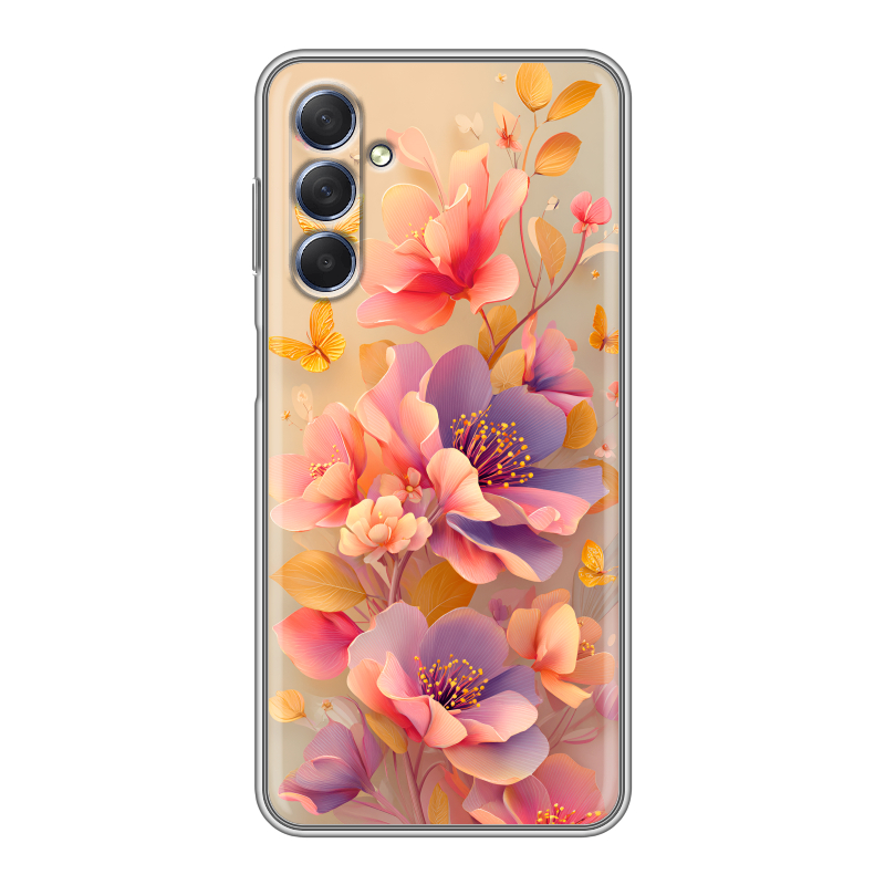 Силиконовый чехол на Samsung Galaxy M54 с принтом Цветы и бабочки Силиконовый чехол на Samsung Galaxy M54 с принтом Цветы и бабочки