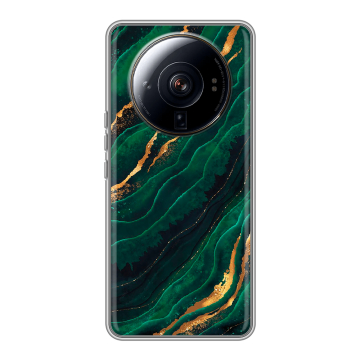 Силиконовый чехол на Xiaomi 12S Ultra с принтом Мрамор зеленое золото Силиконовый чехол на Xiaomi 12S Ultra с принтом Мрамор зеленое золото