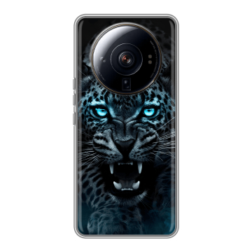 Силиконовый чехол на Xiaomi 12S Ultra с принтом Темный леопард Силиконовый чехол на Xiaomi 12S Ultra с принтом Темный леопард