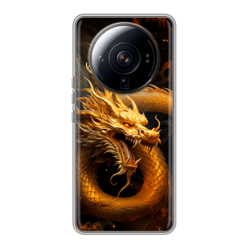 Силиконовый чехол на Xiaomi 12S Ultra с принтом Золотой дракон Силиконовый чехол на Xiaomi 12S Ultra с принтом Золотой дракон