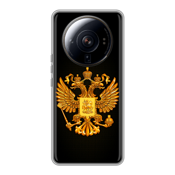 Силиконовый чехол на Xiaomi 12S Ultra с принтом Герб России желтый
