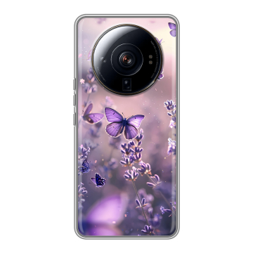 Силиконовый чехол на Xiaomi 12S Ultra с принтом бабочки и лаванда