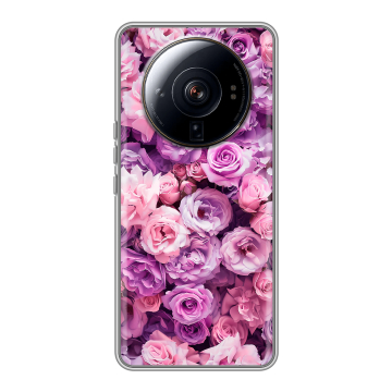 Силиконовый чехол на Xiaomi 12S Ultra с принтом лавандовые розы Силиконовый чехол на Xiaomi 12S Ultra с принтом лавандовые розы