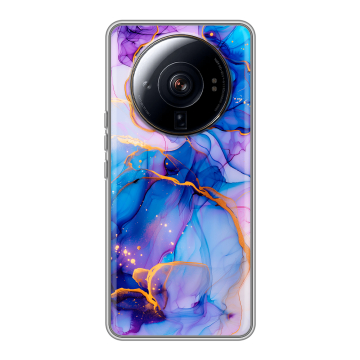 Силиконовый чехол на Xiaomi 12S Ultra с принтом синий мрамор