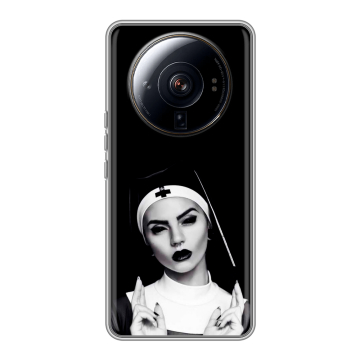 Силиконовый чехол на Xiaomi 12S Ultra с принтом монашка Силиконовый чехол на Xiaomi 12S Ultra с принтом монашка