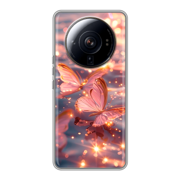 Силиконовый чехол на Xiaomi 12S Ultra с принтом бабочки розовые