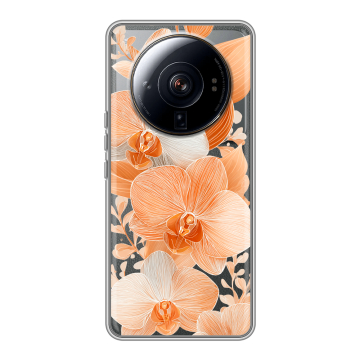 Силиконовый чехол на Xiaomi 12S Ultra с принтом Бежевые цветы Силиконовый чехол на Xiaomi 12S Ultra с принтом Бежевые цветы