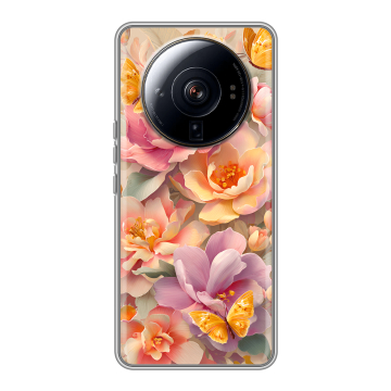 Силиконовый чехол на Xiaomi 12S Ultra с принтом Цветы и бабочки Силиконовый чехол на Xiaomi 12S Ultra с принтом Цветы и бабочки