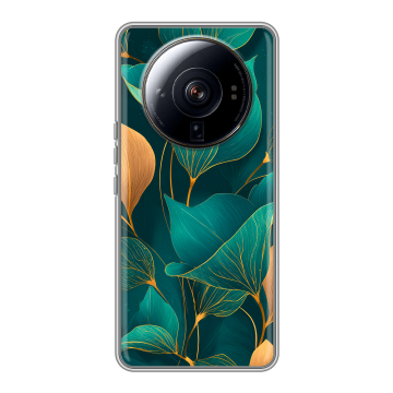 Силиконовый чехол на Xiaomi 12S Ultra с принтом Листья и золото Силиконовый чехол на Xiaomi 12S Ultra с принтом Листья и золото
