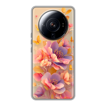 Силиконовый чехол на Xiaomi 12S Ultra с принтом Цветы и бабочки Силиконовый чехол на Xiaomi 12S Ultra с принтом Цветы и бабочки