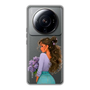 Силиконовый чехол на Xiaomi 12S Ultra с принтом девушка цветы Силиконовый чехол на Xiaomi 12S Ultra с принтом девушка цветы