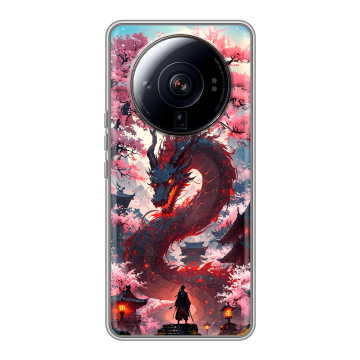 Силиконовый чехол на Xiaomi 12S Ultra с принтом Дракон Японский