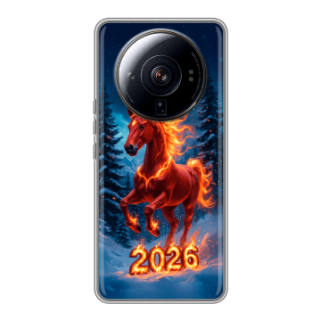 Силиконовый чехол на Xiaomi 12S Ultra с принтом Новый год коня Силиконовый чехол на Xiaomi 12S Ultra с принтом Новый год коня