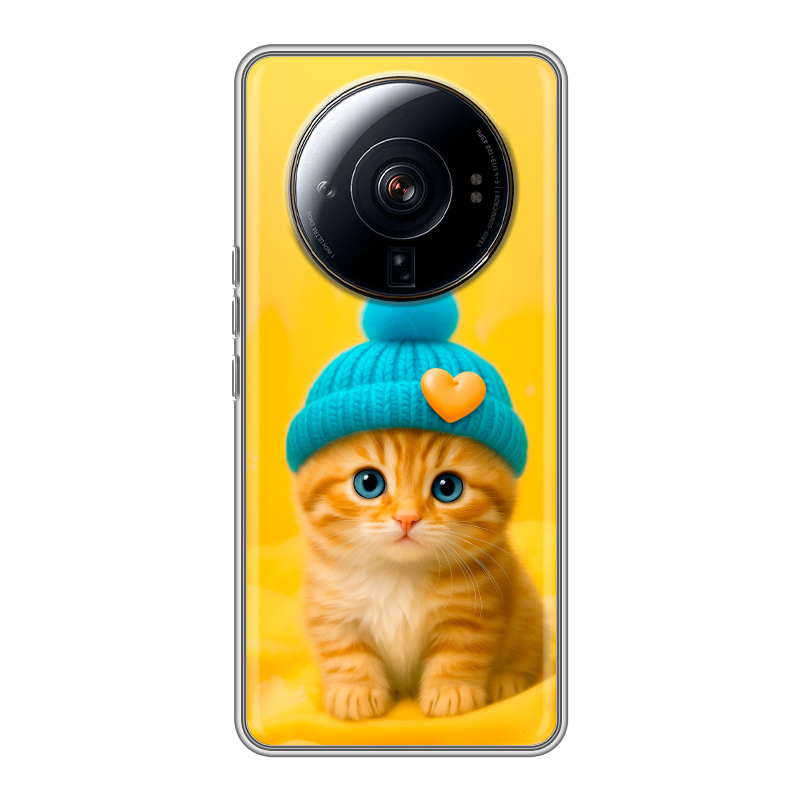 Силиконовый чехол на Xiaomi 12S Ultra с принтом Котенок в шапке Силиконовый чехол на Xiaomi 12S Ultra с принтом Котенок в шапке