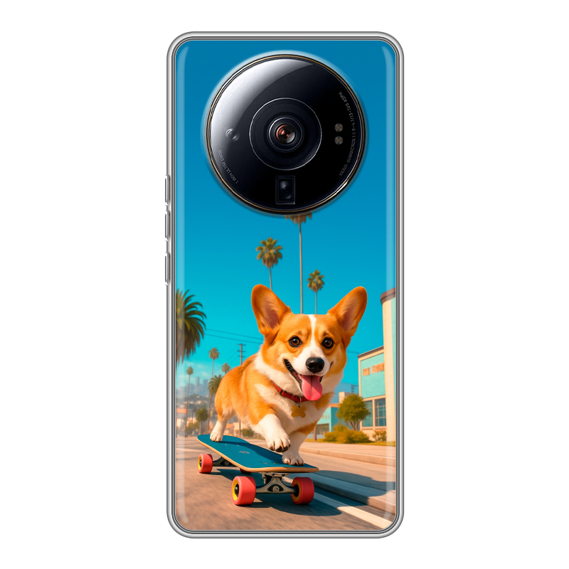 Силиконовый чехол на Xiaomi 12S Ultra с принтом Корги на скейте Силиконовый чехол на Xiaomi 12S Ultra с принтом Корги на скейте