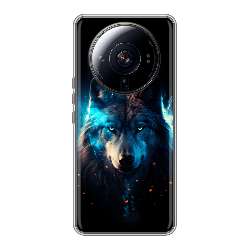 Силиконовый чехол на Xiaomi 12S Ultra с принтом Волк ночной Силиконовый чехол на Xiaomi 12S Ultra с принтом Волк ночной
