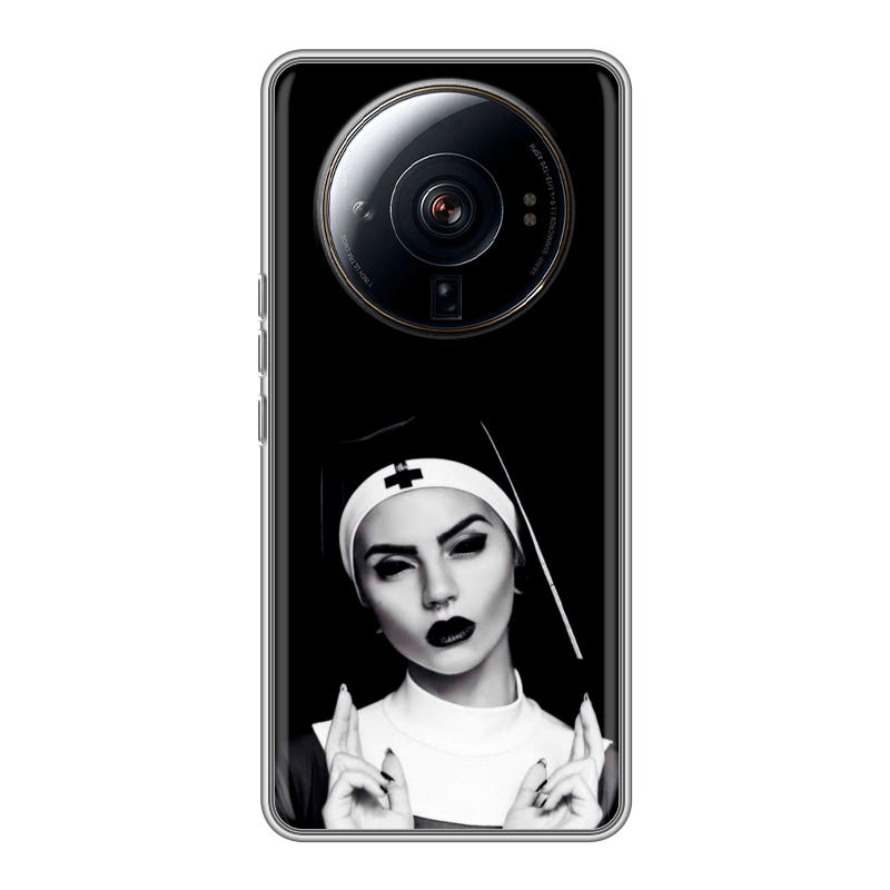 Силиконовый чехол на Xiaomi 12S Ultra с принтом монашка Силиконовый чехол на Xiaomi 12S Ultra с принтом монашка