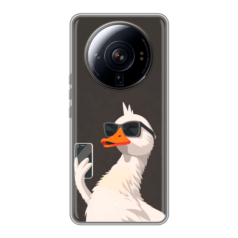 Силиконовый чехол на Xiaomi 12S Ultra с принтом утка в очках Силиконовый чехол на Xiaomi 12S Ultra с принтом утка в очках