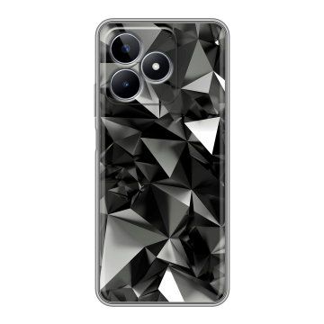 Силиконовый чехол на Realme C53 с принтом Черные кристаллы Силиконовый чехол на Realme C53 с принтом Черные кристаллы