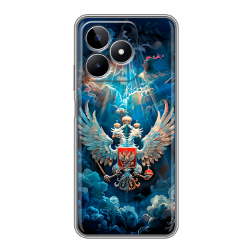 Силиконовый чехол на Realme C53 с принтом Герб флаг России