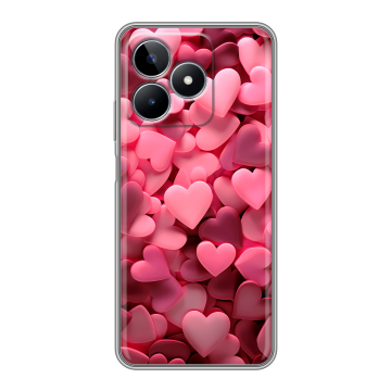 Силиконовый чехол на Realme C53 с принтом розовые сердечки