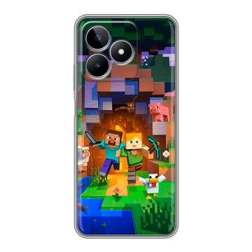 Силиконовый чехол на Realme C53 с принтом Майнкрафт Minecraft Силиконовый чехол на Realme C53 с принтом Майнкрафт Minecraft