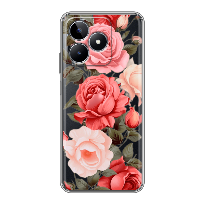 Силиконовый чехол на Realme C53 с принтом Розы Силиконовый чехол на Realme C53 с принтом Розы