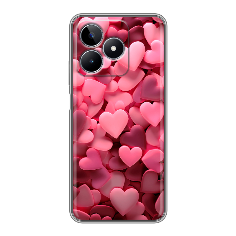 Силиконовый чехол на Realme C53 с принтом розовые сердечки Силиконовый чехол на Realme C53 с принтом розовые сердечки