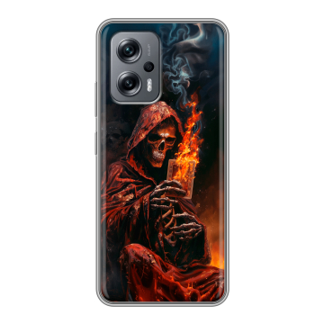 Силиконовый чехол на Xiaomi RedMi Note 12T Pro с принтом Скелет и карты Силиконовый чехол на Xiaomi RedMi Note 12T Pro с принтом Скелет и карты