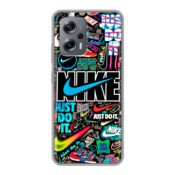 Силиконовый чехол на Xiaomi RedMi Note 12T Pro с принтом найк nike черный Силиконовый чехол на Xiaomi RedMi Note 12T Pro с принтом найк nike черный
