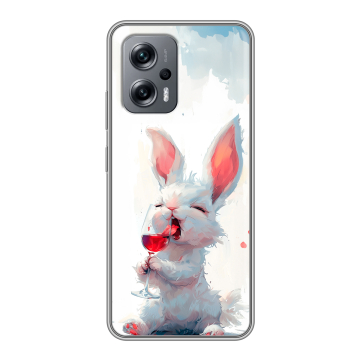 Силиконовый чехол на Xiaomi RedMi Note 12T Pro с принтом кролик зайчик Силиконовый чехол на Xiaomi RedMi Note 12T Pro с принтом кролик зайчик