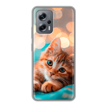 Силиконовый чехол на Xiaomi RedMi Note 12T Pro с принтом котик Силиконовый чехол на Xiaomi RedMi Note 12T Pro с принтом котик