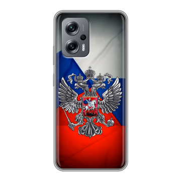 Силиконовый чехол на Xiaomi RedMi Note 12T Pro с принтом Флаг России Силиконовый чехол на Xiaomi RedMi Note 12T Pro с принтом Флаг России