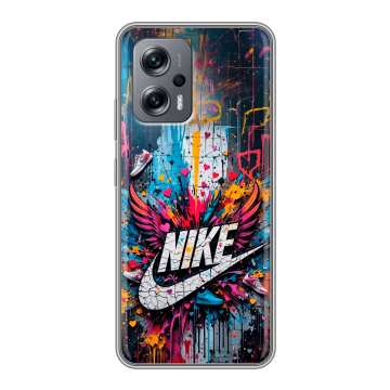 Силиконовый чехол на Xiaomi RedMi Note 12T Pro с принтом Nike Найк